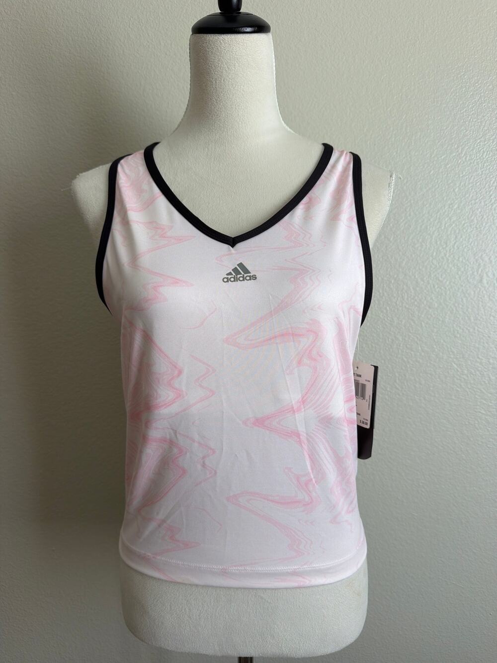 Adidas Tank Top Womens XL Pink Mesh Shelf Bra Stretch Workout Athletic NWT